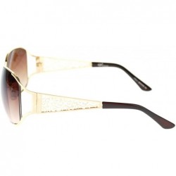 Rectangular Vintage Fashion Womens Sunglasses Rectangular Open Side Frame - Gold Brown - CH11TKQ6O11 $9.25