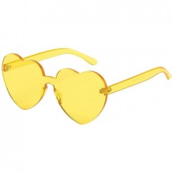 Round Polarized Sunglasses Protection Transparent Frameless - Yellow - CW190R9HC6W $21.87