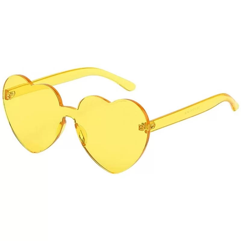 Round Polarized Sunglasses Protection Transparent Frameless - Yellow - CW190R9HC6W $9.41