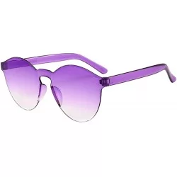 Wrap Women Men Fashion Clear Retro Sunglasses Outdoor Frameless Eyewear Glasses - Purple B - C6196HG2WR3 $16.50