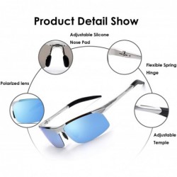 Sport Men's Driving Polarized Sport Sunglasses Al-Mg Metal Frame Ultra Light - Silver&blue - CA18GAEA78H $18.94