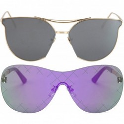 Oval Ladies Metal Cat Eye Heart Round Integral Sunglasses Elegant De Luxe Stylish - Fan_2p_15mix - C517YEEY36E $27.40