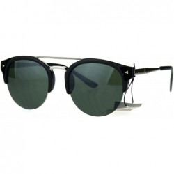 Semi-rimless Mens Retro Half Horn Rim Hipster Elegant Designer Nerdy Sunglasses - Black Green - CZ182KRMKKS $23.28