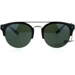 Semi-rimless Mens Retro Half Horn Rim Hipster Elegant Designer Nerdy Sunglasses - Black Green - CZ182KRMKKS $15.01