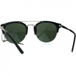 Semi-rimless Mens Retro Half Horn Rim Hipster Elegant Designer Nerdy Sunglasses - Black Green - CZ182KRMKKS $15.01