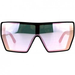 Square Extra Oversized Fashion Sunglasses Square Shield Frame Mirror Lens - Black (Pink Mirror) - CZ18EE7ZQNO $10.25