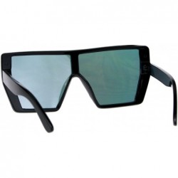 Square Extra Oversized Fashion Sunglasses Square Shield Frame Mirror Lens - Black (Pink Mirror) - CZ18EE7ZQNO $10.25