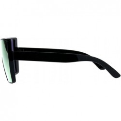 Square Extra Oversized Fashion Sunglasses Square Shield Frame Mirror Lens - Black (Pink Mirror) - CZ18EE7ZQNO $10.25