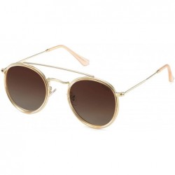 Cat Eye Small Retro Round Polarized Sunglasses UV400 Double Bridge Sunnies SUNSET SJ1104 - CJ18NG7RDNZ $28.92