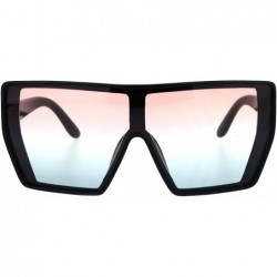 Shield Extra Oversized Sunglasses Square Shield Fashion Gradient Lens UV 400 - Black (Pink Blue) - C818L72COHU $21.22