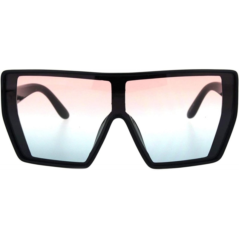 Shield Extra Oversized Sunglasses Square Shield Fashion Gradient Lens UV 400 - Black (Pink Blue) - C818L72COHU $9.96