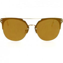 Wayfarer Mirrored Mirror Hipster Rimless Horn Rim Sunglasses - Gold - CV12DST66TZ $10.23