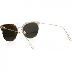 Wayfarer Mirrored Mirror Hipster Rimless Horn Rim Sunglasses - Gold - CV12DST66TZ $10.23