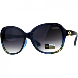 Butterfly Womens Designer Diva Oversize Jewel Bling Hinge Butterfly Sunglasses - Blue Smoke - CD18CC7DLE7 $23.27