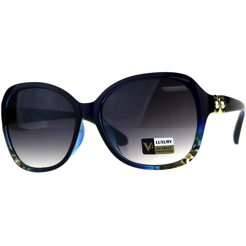 Butterfly Womens Designer Diva Oversize Jewel Bling Hinge Butterfly Sunglasses - Blue Smoke - CD18CC7DLE7 $10.72