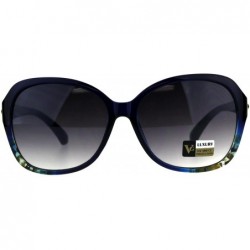 Butterfly Womens Designer Diva Oversize Jewel Bling Hinge Butterfly Sunglasses - Blue Smoke - CD18CC7DLE7 $10.72