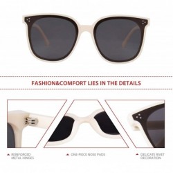 Round Designer Oversized Polarized Sunglasses for Women Cat Eye Sun Glasses-FZ61 - Off-white Frame / Grey Lens - CO18U9EC3DW ...