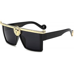 Square Novelty Square Flat Top Super Dark Lenses Gangster Sunglasses Gold Decor - Blcak - CA18Z48WE8K $16.04