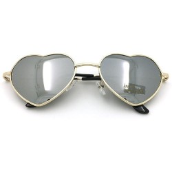 Round Women's S014 Heart Aviator 55mm Sunglasses - Silver - CW12MX8X5VP $8.47