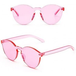 Rimless New Fashion Transparent Tinted Rimless Cat Eye Sunglasses For women - Pink - CC183W78YN0 $12.56