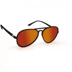 Round Alex - Mirrored Polarized Aviator Sunglasses for Women with UV Protection - Black - C318T7QA00Q $69.44