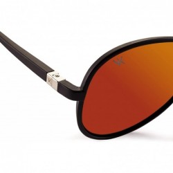 Round Alex - Mirrored Polarized Aviator Sunglasses for Women with UV Protection - Black - C318T7QA00Q $31.07