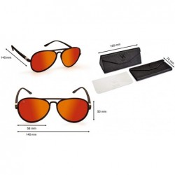 Round Alex - Mirrored Polarized Aviator Sunglasses for Women with UV Protection - Black - C318T7QA00Q $31.07