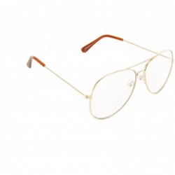 Sport Classic Tear Drop Aviator Glasses for Men Women Clear Lens Metal Frame (Gold- Clear) - C212H7L0IG7 $19.21