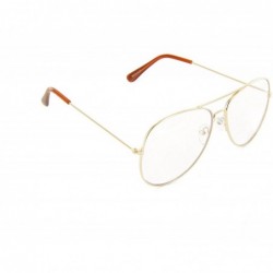 Sport Classic Tear Drop Aviator Glasses for Men Women Clear Lens Metal Frame (Gold- Clear) - C212H7L0IG7 $12.72