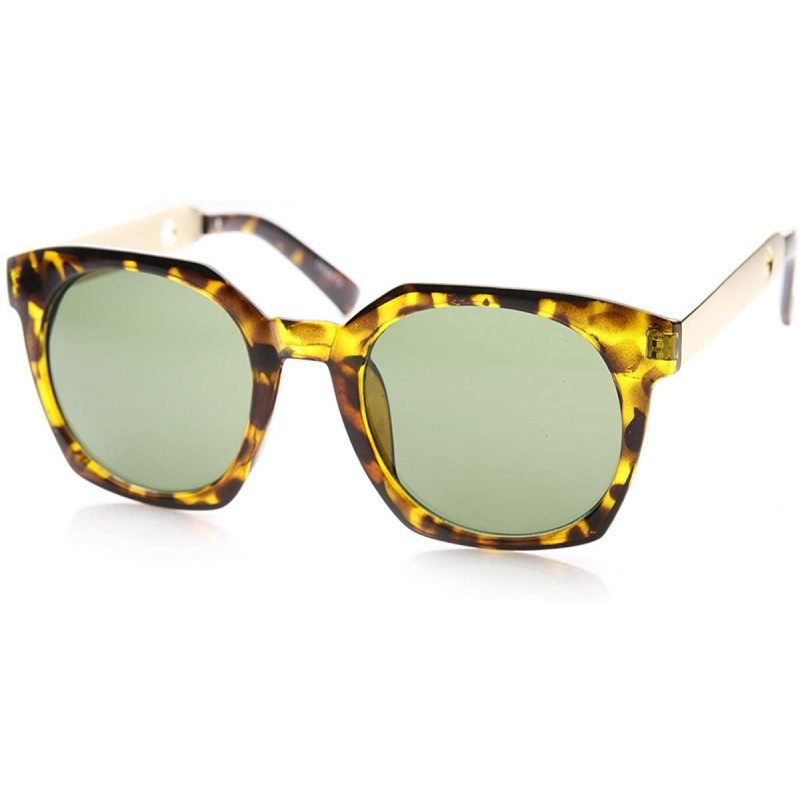 Cat Eye High Fashion Metal Temple Square Frame Womens Cat Eye Sunglasses - Yellow-tortoise Green - C611YEJ7DG9 $8.78