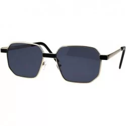 Square Designer Style Womens Fashion Sunglasses Square Metal Frame UV 400 - Gold Black - C718OUKDRGL $23.60