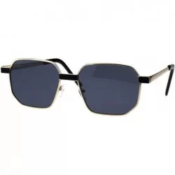 Square Designer Style Womens Fashion Sunglasses Square Metal Frame UV 400 - Gold Black - C718OUKDRGL $14.16