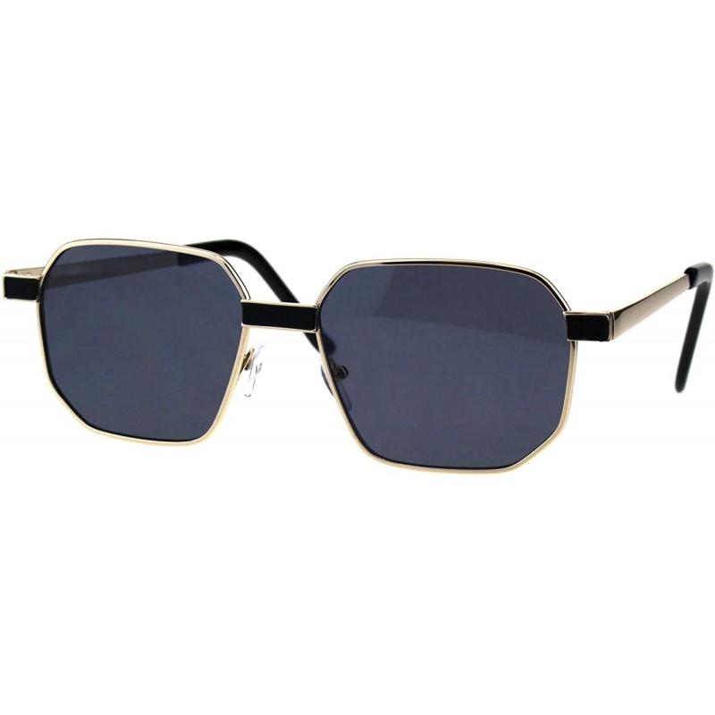 Square Designer Style Womens Fashion Sunglasses Square Metal Frame UV 400 - Gold Black - C718OUKDRGL $14.16