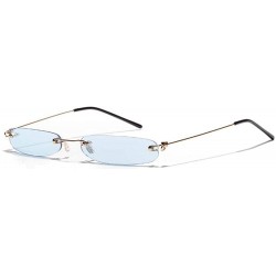 Oval Vintage Oval Sunglasses Small Metal Frames3033 - Blue - CV18OTS0L95 $12.64