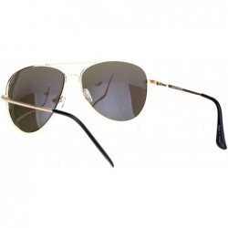Aviator Mens Polarized Color Mirror Pilots Metal Rim Officer Style Sunglasses - Gold Blue - CT18L95OMNA $9.86