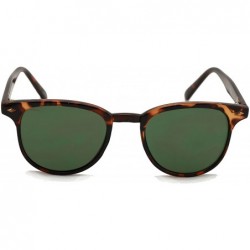 Round Retro Casual Fashion Round Circle Plastic Frame Horned Rim Unisex Sunglasses - Tortoise-green Lens - CG128LY6S9F $12.56