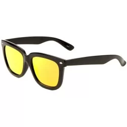 Square Classic Color Mirror Thick Plastic Frame Sunglasses - Red Yellow - C2197A46MDX $26.21