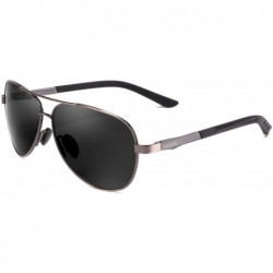 Aviator Aviator Polarized Sunglasses Mens Al-Mg Metal Ultra Glasses - Grey Lens/Gun Frame - CR186HWO09U $12.91