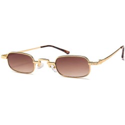 Rectangular punk Small Chic Rectangular Sunglasses 2018 Metal Frame Summer Stylish UV400 - Brown - CR18DMEYIEY $14.07