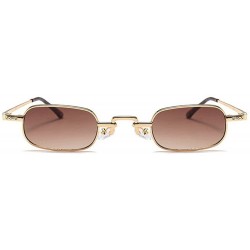 Rectangular punk Small Chic Rectangular Sunglasses 2018 Metal Frame Summer Stylish UV400 - Brown - CR18DMEYIEY $14.07