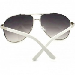 Aviator Square Aviator Sunglasses Designer Fashion Navigator Unisex - White - C011S2W665N $8.28