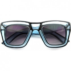 Wayfarer Designer Inspired Fashion Large Bold Translucent Horn Rimmed Style Sunglasses (Blue) - CP11988CS57 $19.73