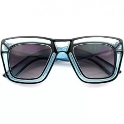 Wayfarer Designer Inspired Fashion Large Bold Translucent Horn Rimmed Style Sunglasses (Blue) - CP11988CS57 $19.22