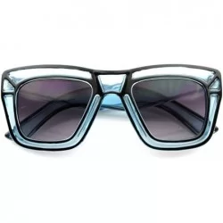 Wayfarer Designer Inspired Fashion Large Bold Translucent Horn Rimmed Style Sunglasses (Blue) - CP11988CS57 $10.37