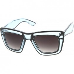 Wayfarer Designer Inspired Fashion Large Bold Translucent Horn Rimmed Style Sunglasses (Blue) - CP11988CS57 $10.37