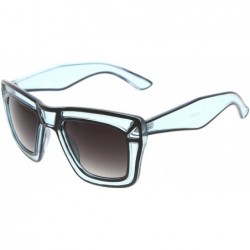 Wayfarer Designer Inspired Fashion Large Bold Translucent Horn Rimmed Style Sunglasses (Blue) - CP11988CS57 $10.37