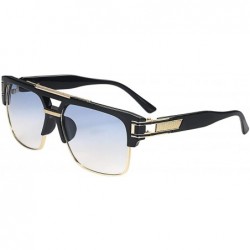 Square Square Aviator Large Fashion Sunglasses for Men Women Goggle Alloy Frame Glasses-UV400 - Blue - CH18UMKU54Z $24.84