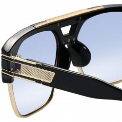 Square Square Aviator Large Fashion Sunglasses for Men Women Goggle Alloy Frame Glasses-UV400 - Blue - CH18UMKU54Z $11.08
