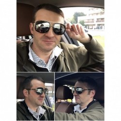 Oversized Retro Oversized Pilot Sunglasses Square Frame Metal Men Women Mirror Lens Blue Silver Black - 10 - CF1954TOY7L $16.38