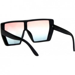 Shield Extra Oversized Sunglasses Square Shield Fashion Gradient Lens UV 400 - Black (Pink Blue) - C818L72COHU $9.96